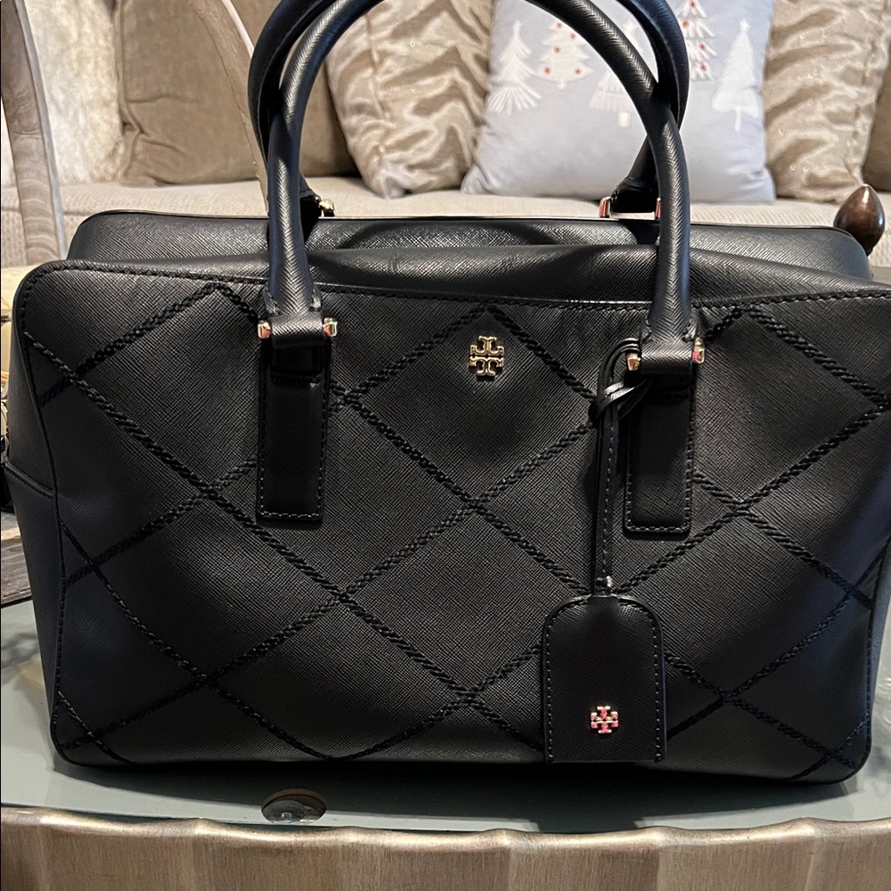 Tory Burch Black Quilted Satchel